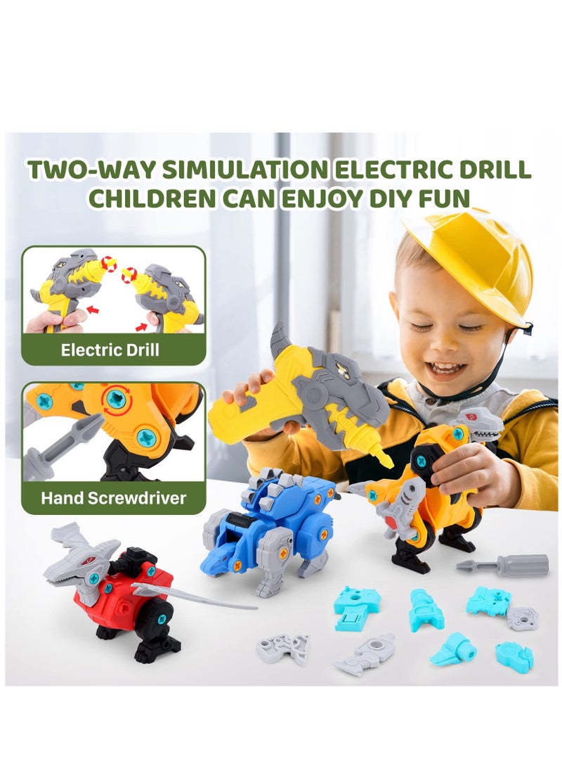 Dinosaur Toys For Kids 3-5, Stem Transformer Toys 4 In 1 Take Apart Robot Toys With Electric Drill, Building Toys for boys 4-6 5 Year Old Boy Birthday Gift Ideas 6 Year Gifts - Image 4