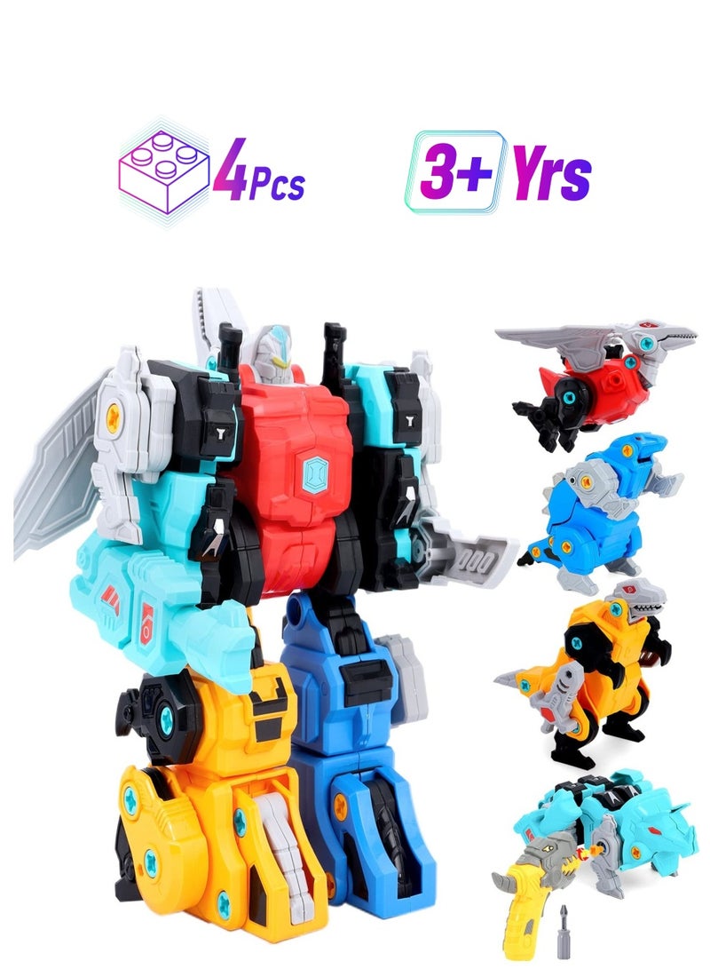 Dinosaur Toys For Kids 3-5, Stem Transformer Toys 4 In 1 Take Apart Robot Toys With Electric Drill, Building Toys for boys 4-6 5 Year Old Boy Birthday Gift Ideas 6 Year Gifts - Image 1