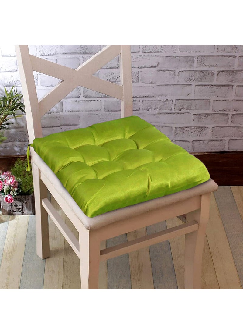 AARON INC AARON INC Cotton Microfiber Square Chair Seat Cushion with 2 Side Ties for Office Floor Seating Cushion for Pooja Home Car Setting Pillow 16 X 16 Inch 1 Pack Green  - Image 2