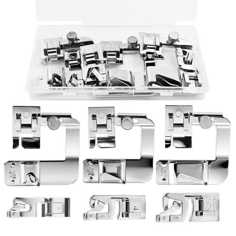 GAQWOK Rolled Hem Presser Foot Set 6 Sizes Wide Narrow Hemming Foot for Professional Finish Compatible with Singer Heavy Duty Kenmore Low Shank Machines - Image 3