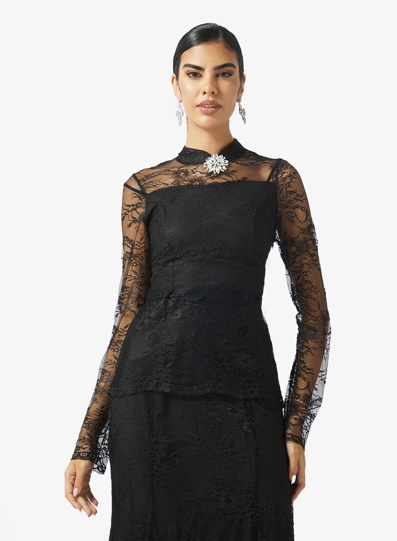 Khizana Lace Peplum Top & Skirt set - Image 3