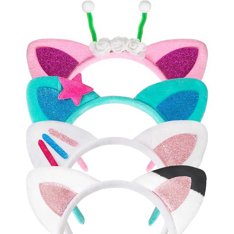 OJYUDD Cat Ears Headband4 Pcs Party Decorations HeadbandsPlush Soft Ears for Women Halloween Hair Accessories Hair Hoops Costume - Image 2