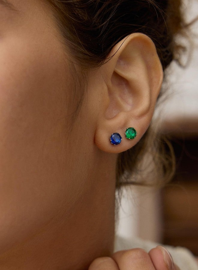 WSSXC 12 Pairs Hypoallergenic Surgical Steel Studs - 12-Color Cubic Zirconia Earrings for Women & Men" - Image 3
