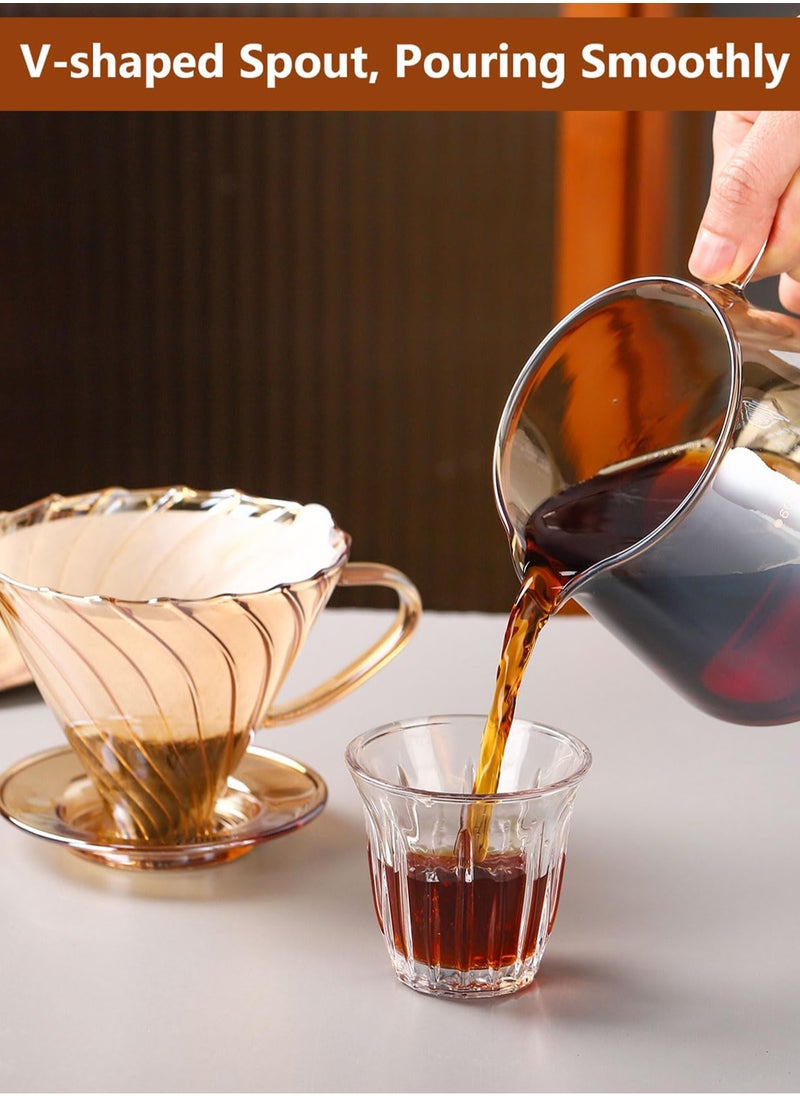 Glass Coffee Server Set 600ml Glass Pour Over Coffee Maker Set with Dripper V60 Coffee Pot for Home and Office