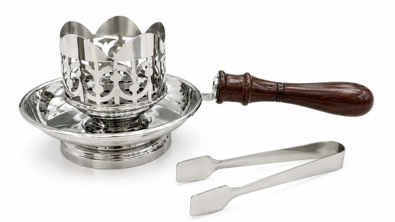 Radin Premium Stainless Steel Bakhoor Burner With Wooden Handle And Charcoal Tong Set For Oud, Incense, Frankincense, Arabic Home Fragrance, Ramadan, Eid And Majlis Use - Silver - Image 3