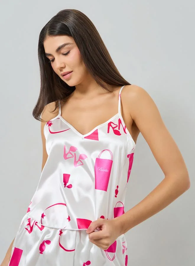 تايك تو طقم بيجاما من شورت وبلوزة كامي بطبعة جرافيك