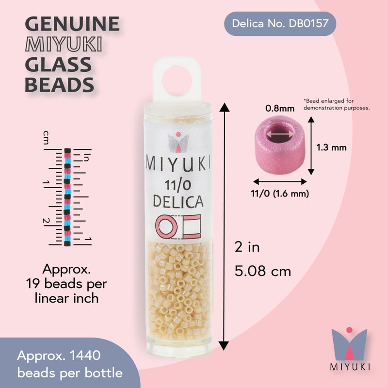 Miyuki Delica Seed Beads â€“ Size 11/0 (1.6 mm), DB0157, Opaque Ivory AB, 7.2 g, Approx. 1440 Beads, Made in Japan - Image 3