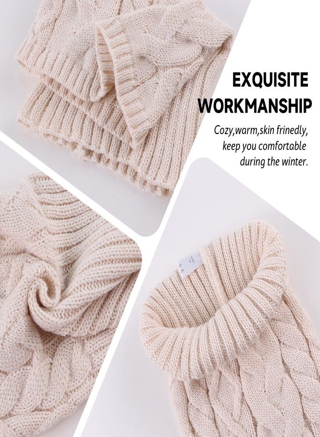 Zsedrut Fall Winter Women Scarves Cable Knitted Scarf For Women Warm Neck Warmer Cold Weather (Beige) - Image 3