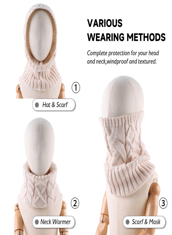 Zsedrut Fall Winter Women Scarves Cable Knitted Scarf For Women Warm Neck Warmer Cold Weather (Beige) - Image 5