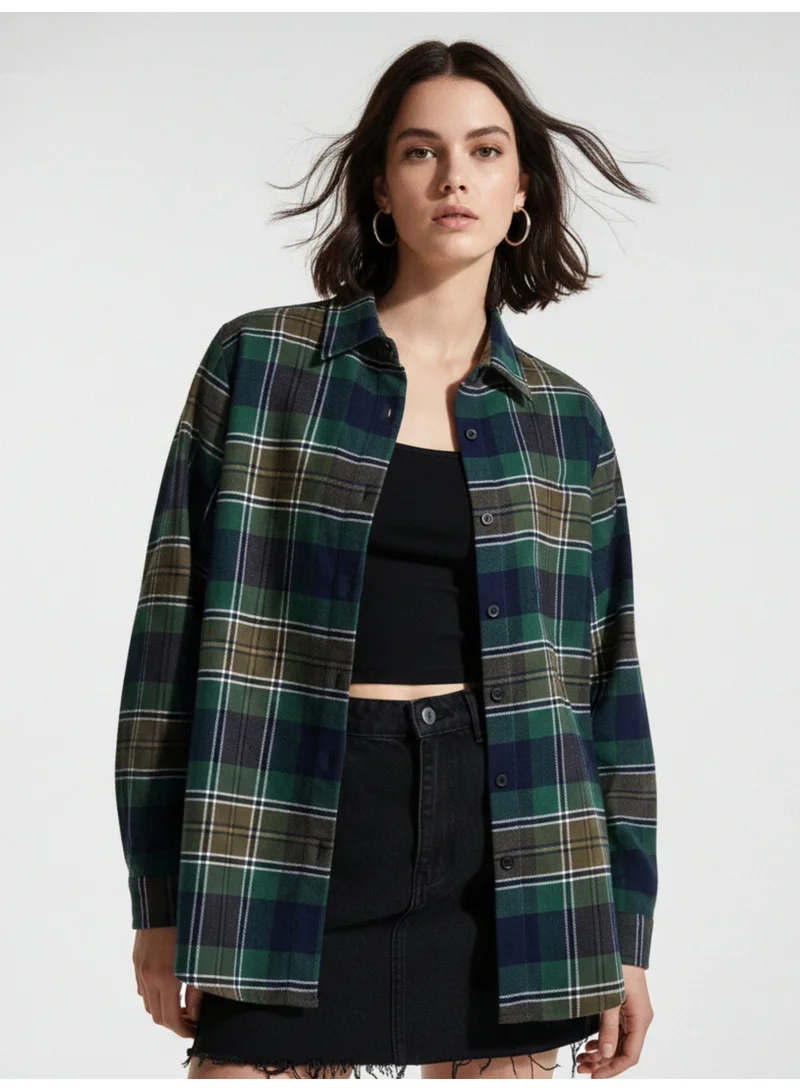 Outzidr  Multi Classic Checked Cotton Casual Shirt for Women | Best Price UAE