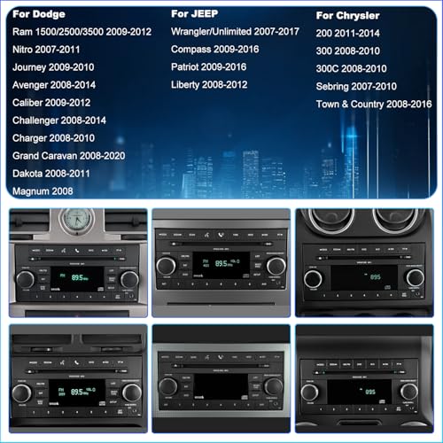 Aitrenlu Car Radio for Jeep Wrangler JK 2007-2017, Dodge Ram 1500/2500/3500 2009-2012, Dodge Avenger 2008-2014, Jeep Compass Patriot 2009-2016, Touch Screen Stereo, Wireless CarPlay Bluetooth WiFi GPS FM SWC - Image 2