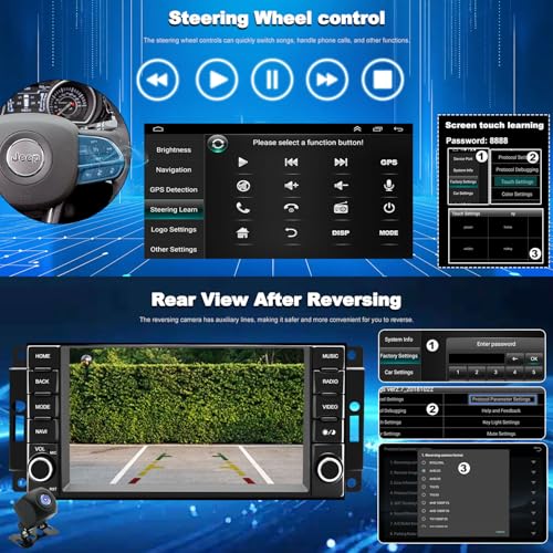 Aitrenlu Car Radio for Jeep Wrangler JK 2007-2017, Dodge Ram 1500/2500/3500 2009-2012, Dodge Avenger 2008-2014, Jeep Compass Patriot 2009-2016, Touch Screen Stereo, Wireless CarPlay Bluetooth WiFi GPS FM SWC - Image 5
