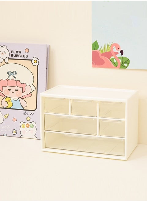 Desk Organizer with 6 Drawers, Makeup Organizer, Plastic Cosmetic Organizer, Bathroom Organization Boxes, Desktop Storage Box