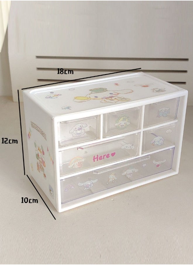 Desk Organizer with 6 Drawers, Makeup Organizer, Plastic Cosmetic Organizer, Bathroom Organization Boxes, Desktop Storage Box