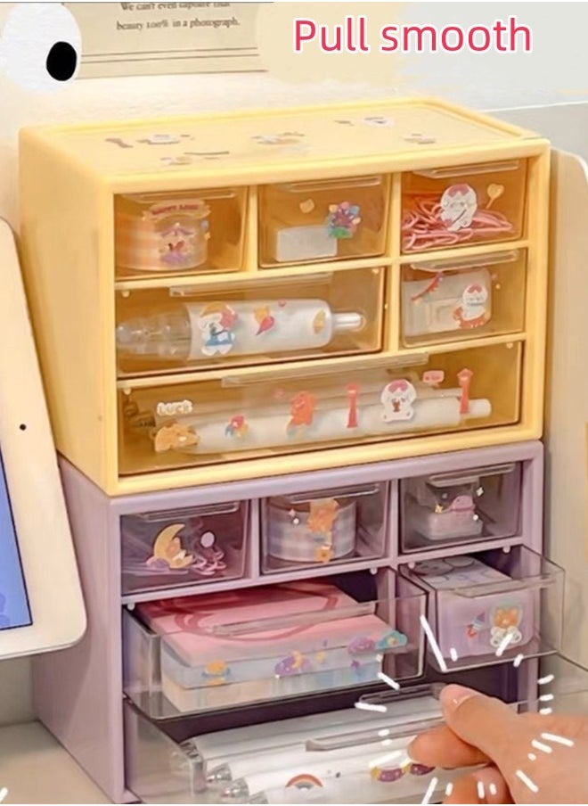 Desk Organizer with 6 Drawers, Makeup Organizer, Plastic Cosmetic Organizer, Bathroom Organization Boxes, Desktop Storage Box