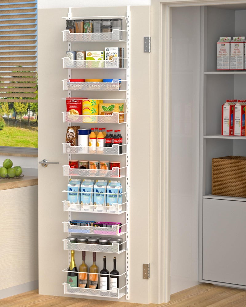 VyGrow Over the Door Pantry Organizer 10Tier Over the Door Organizer with Adjustable Basket Pantry Door Organization for Pantry Kitchen Storage Room Spice Rack White