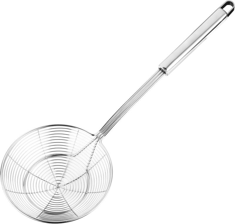 Hiware Solid Stainless Steel Spider Strainer Skimmer Ladle for Cooking and Frying, Kitchen Utensils Wire Strainer Pasta Strainer Spoon, 5.4 Inch - Image 1