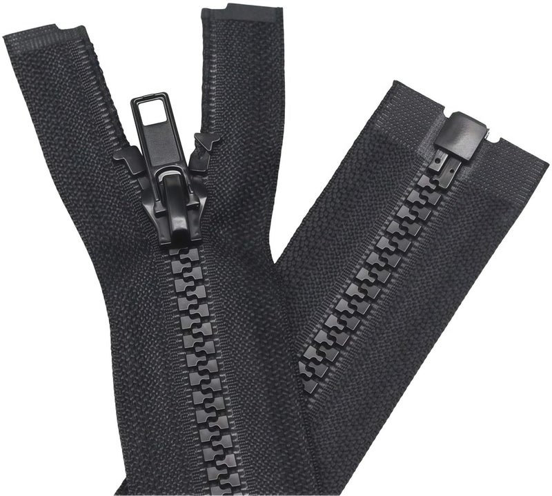 YaHoGa 2PCS #5 40 Inch Separating Jacket Zippers for Sewing Coats Jacket Zipper Replacement Black Plastic Zippers Bulk (40" 2pc) - Image 1