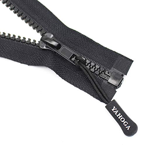 YaHoGa 2PCS #5 40 Inch Separating Jacket Zippers for Sewing Coats Jacket Zipper Replacement Black Plastic Zippers Bulk (40" 2pc) - Image 5