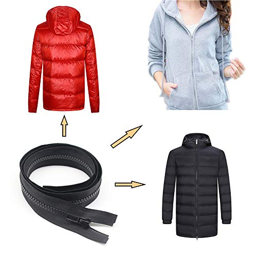 YaHoGa 2PCS #5 40 Inch Separating Jacket Zippers for Sewing Coats Jacket Zipper Replacement Black Plastic Zippers Bulk (40" 2pc) - Image 4