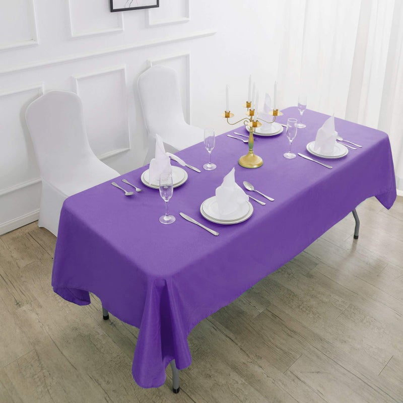 Cupuamon Rectangle Tablecloth 90x132 inch Washable Polyester Fabric Table Cloth for Wedding Party Dining Banquet Decoration(90x132 Purple) - Image 4