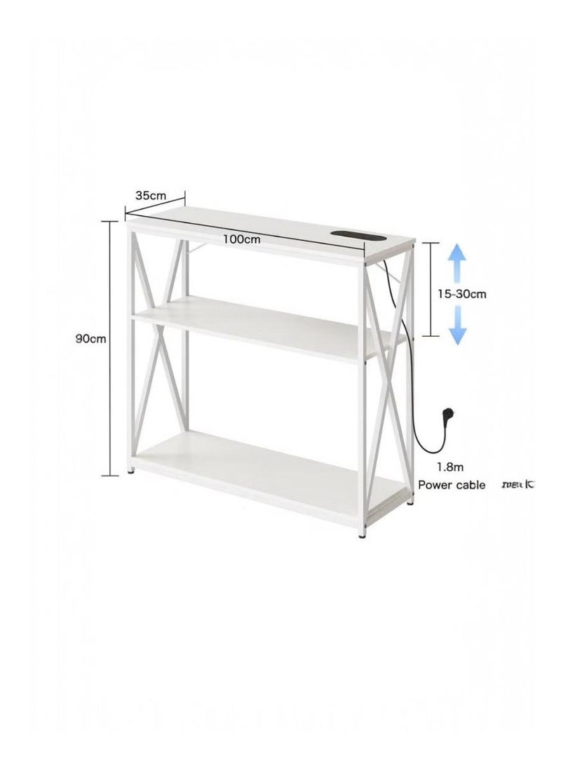 100x35x90cm Console Table with Power Outlet Adjustable Sofa Table with Storage Shelf Sofa Entryway Table Living Room Entryway-EI-403