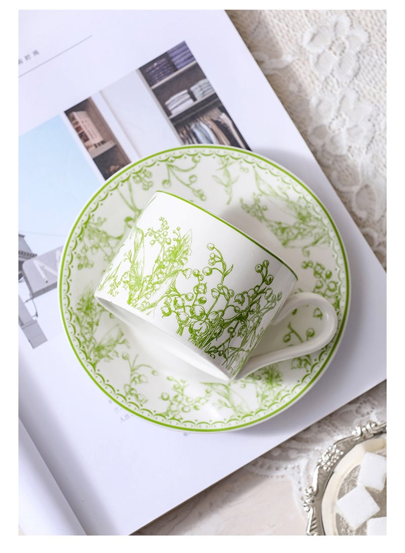 فنجان سيراميك مع صحن للكابتشينو وفن اللاتيه والقهوة اليدوية - Image 2