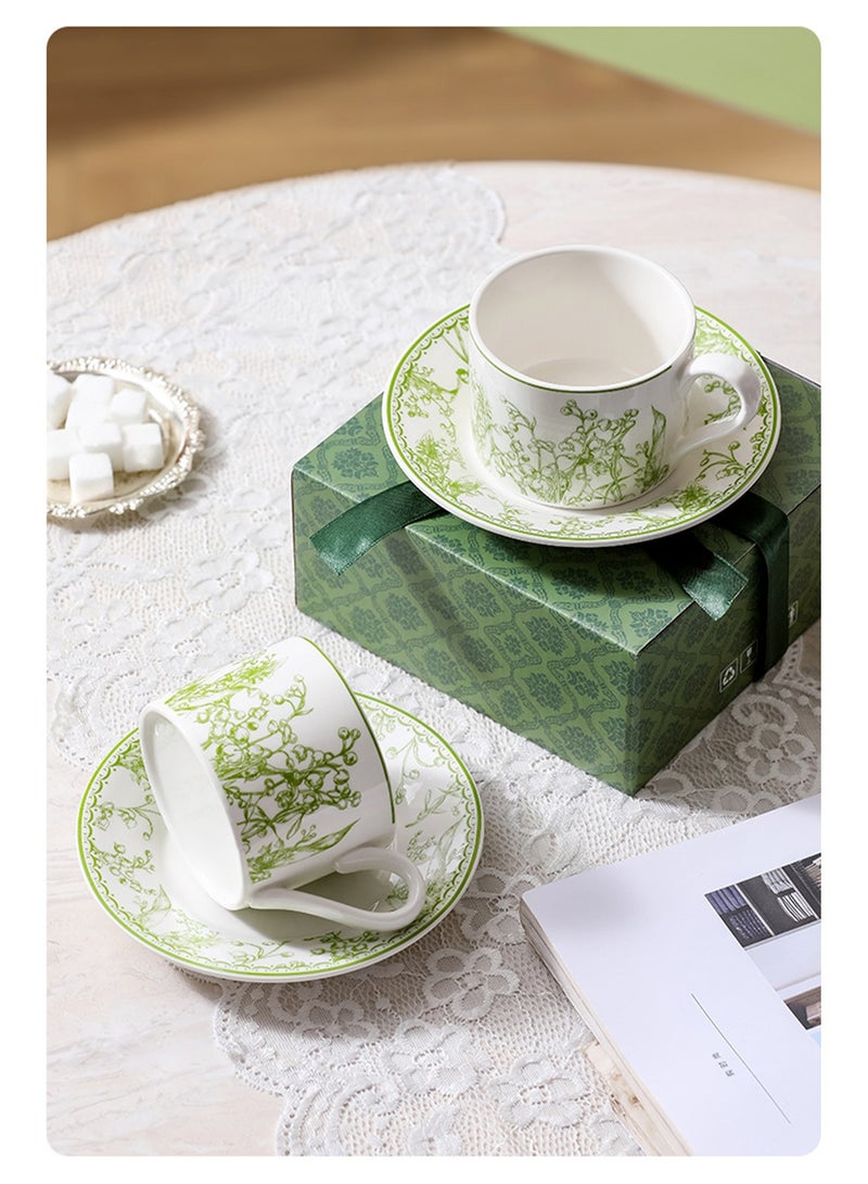 فنجان سيراميك مع صحن للكابتشينو وفن اللاتيه والقهوة اليدوية - Image 3