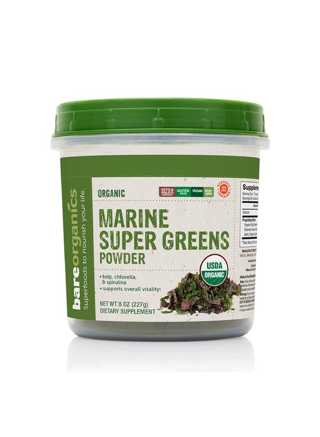 BareOrganics Marine Super Greens Powder ; Usda Organic Glutenfree Vegan Nongmo Bpafree ; Kelp Chlorella Spirulina 8Oz - Image 2