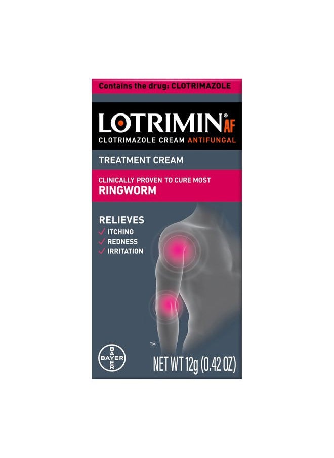 Lotrimin AF Ringworm Cream Clotrimazole 1% Clinically Proven Effective Antifungal Cream Treatment Most Ringworm 42 Ounce 12 Grams  - Image 1
