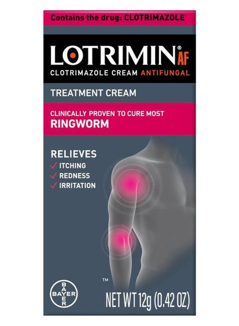 Lotrimin AF Ringworm Cream Clotrimazole 1% Clinically Proven Effective Antifungal Cream Treatment Most Ringworm 42 Ounce 12 Grams - Image 1