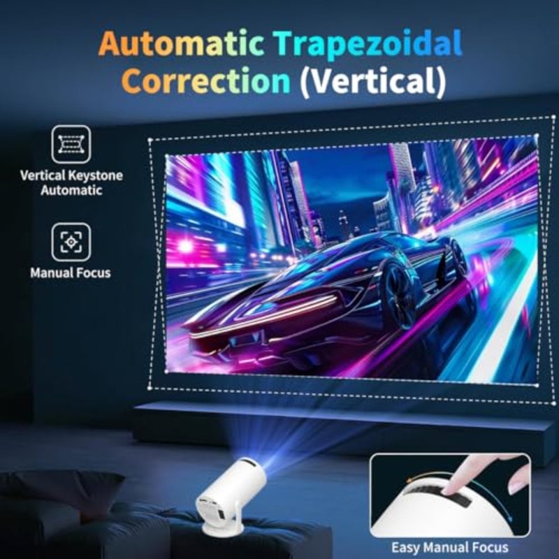 Portable home theater office smart projector with 4K Full HD, 16GB+2GB RAM, Android 12, Netflix, built-in apps, 130-inch display, WiFi 6, 180 rotation, auto keystone - Image 3