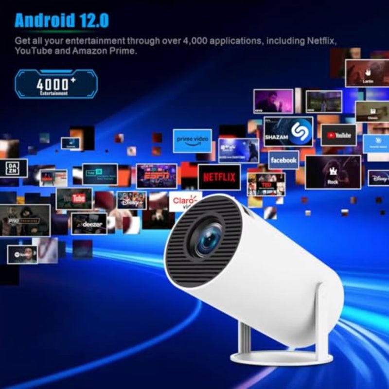 Portable home theater office smart projector with 4K Full HD, 16GB+2GB RAM, Android 12, Netflix, built-in apps, 130-inch display, WiFi 6, 180 rotation, auto keystone - Image 2