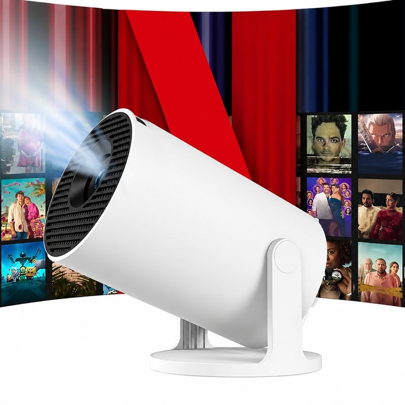 Portable home theater office smart projector with 4K Full HD, 16GB+2GB RAM, Android 12, Netflix, built-in apps, 130-inch display, WiFi 6, 180 rotation, auto keystone - Image 1