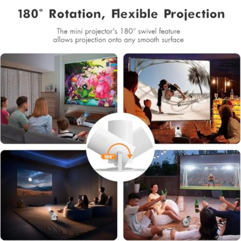 Portable home theater office smart projector with 4K Full HD, 16GB+2GB RAM, Android 12, Netflix, built-in apps, 130-inch display, WiFi 6, 180 rotation, auto keystone - Image 4