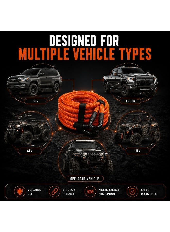 Toby's Toby’s 9 Meter 14 Ton Kinetic Recovery Rope – Heavy Duty Offroad Tow Belt with Hooks & Gloves, Thickened Anti-Break Towing Rope for Car, SUV, Truck, ATV Emergency Recovery - Image 3