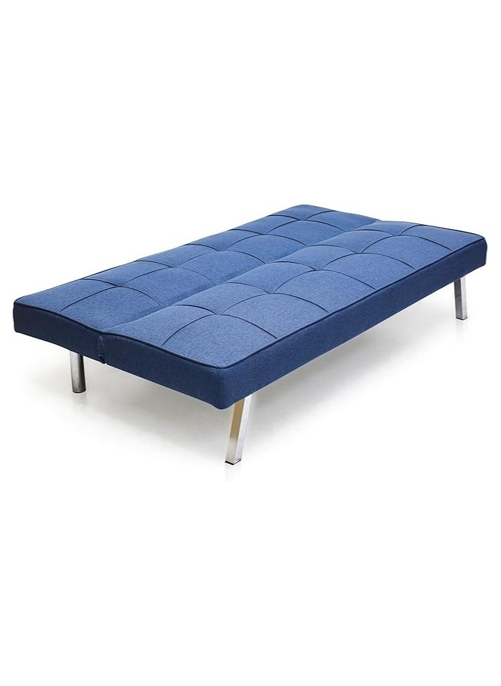 Multi Home Furniture Modern Design Mh-1058sb-blue Sofa Bed Or 3 Seater Sofa Soft Fabric 3-seater Sofa Made Of Finiest Fabric Sofa And Silver Legs Bed Is Foldable Futon Bed For Living Room – Blue  - Image 2