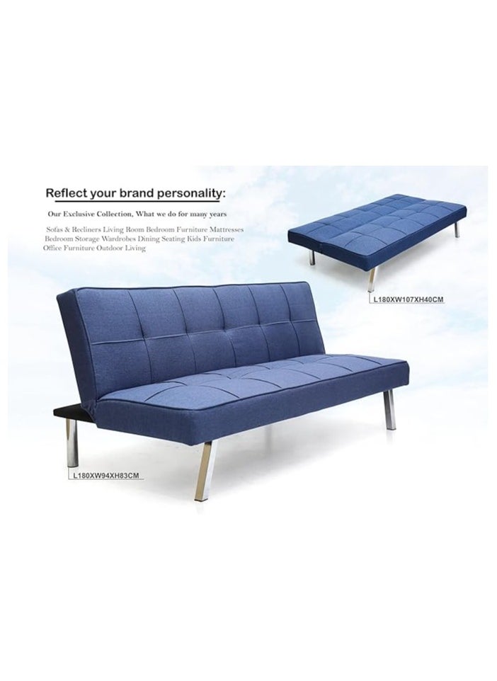 Multi Home Furniture Modern Design Mh-1058sb-blue Sofa Bed Or 3 Seater Sofa Soft Fabric 3-seater Sofa Made Of Finiest Fabric Sofa And Silver Legs Bed Is Foldable Futon Bed For Living Room – Blue  - Image 4