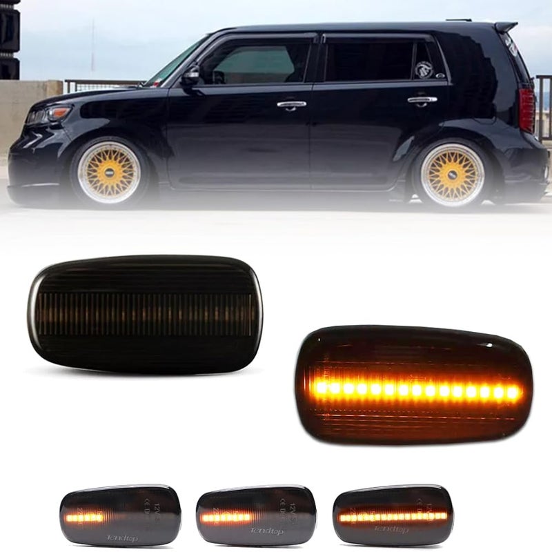 VANKUB Sequential LED Turn Signal Lights for 2004 2005 2006 Scion XA XB, Scion Smoked Lens Front Bumper Side Marker Lights, Scion Amber LED Side Marker Turn Signal Indicator Lamps, 2 PCS - Image 1