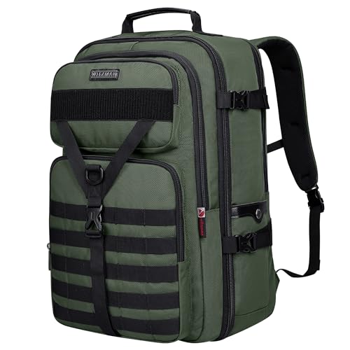 WITZMAN Carry On Travel Backpack for Men Large Convertible 45L Luggage Backpack fit 17 Inch Laptop Airline Approved（B688 Army Green） - Image 1