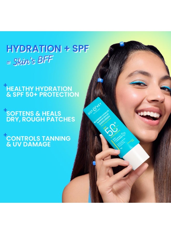دوت آند كي بلوبيري مرطب مرطب لإصلاح البشرة من الشمس بعامل حماية من الشمس بعامل حماية من الشمس 50+، با++++ للبشرة الجافة والحساسة للبشرة الجافة والحساسة | غير دهني | لا يوجد طبقة بيضاء | لا يوجد لون أبيض | حماية من الأشعة فوق البنفسجية والضوء الأزرق | طيف واسع | للنساء والرجال | 50 جرام، 1 قطعة - Image 4