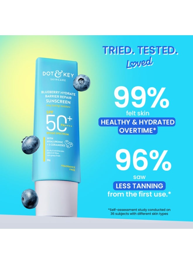 دوت آند كي بلوبيري مرطب مرطب لإصلاح البشرة من الشمس بعامل حماية من الشمس بعامل حماية من الشمس 50+، با++++ للبشرة الجافة والحساسة للبشرة الجافة والحساسة | غير دهني | لا يوجد طبقة بيضاء | لا يوجد لون أبيض | حماية من الأشعة فوق البنفسجية والضوء الأزرق | طيف واسع | للنساء والرجال | 50 جرام، 1 قطعة - Image 5