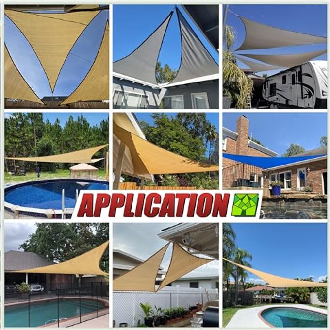 ColourTree 12' X 12' X 12' Beige Triangle Ctapt12 Sun Shade Sail Canopy Mesh Fabric Uv Block Upf50 Commercial Heavy Duty 190 Gsm 3 Years Warranty (We Make Custom Size) - Image 3