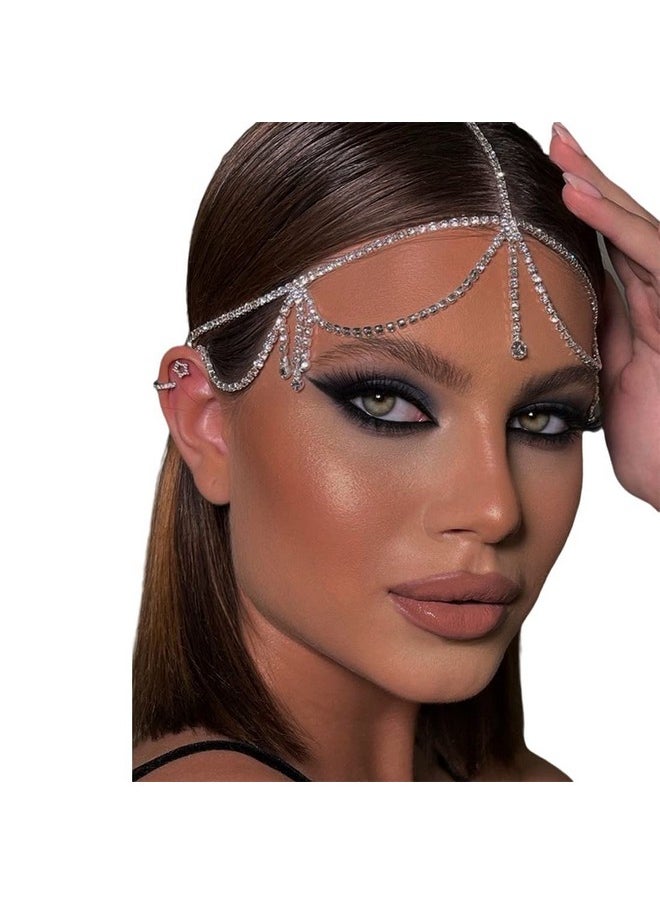 STONEFANS - Bridal Layered Rhinestone Head Chain Headpiece Boho Tassel Forehead Hair Chain Accessories For Women Wedding - Image 1