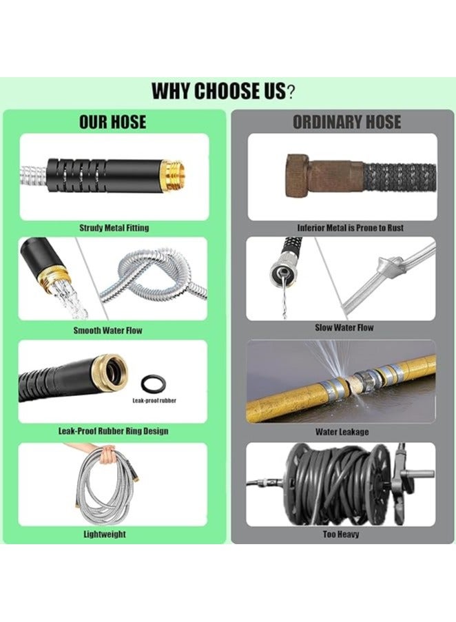 RUIYADA 75ft Garden Hose, Expandable Water Hose, Flexible No-Kink Water Pipe With 10 Function Hose Spray Nozzle, Solid Brass Connector, Holder & Storage Bag for Connector/Spray Gun/Hose Set Water Pipes for Garden Car Pet Cleaning - Image 3