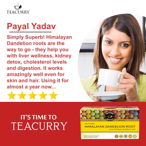 TEACURRY Dandelion Root Tea (1 Month Pack, 30 Tea Bags) - Helps to detox body and liver - Image 5