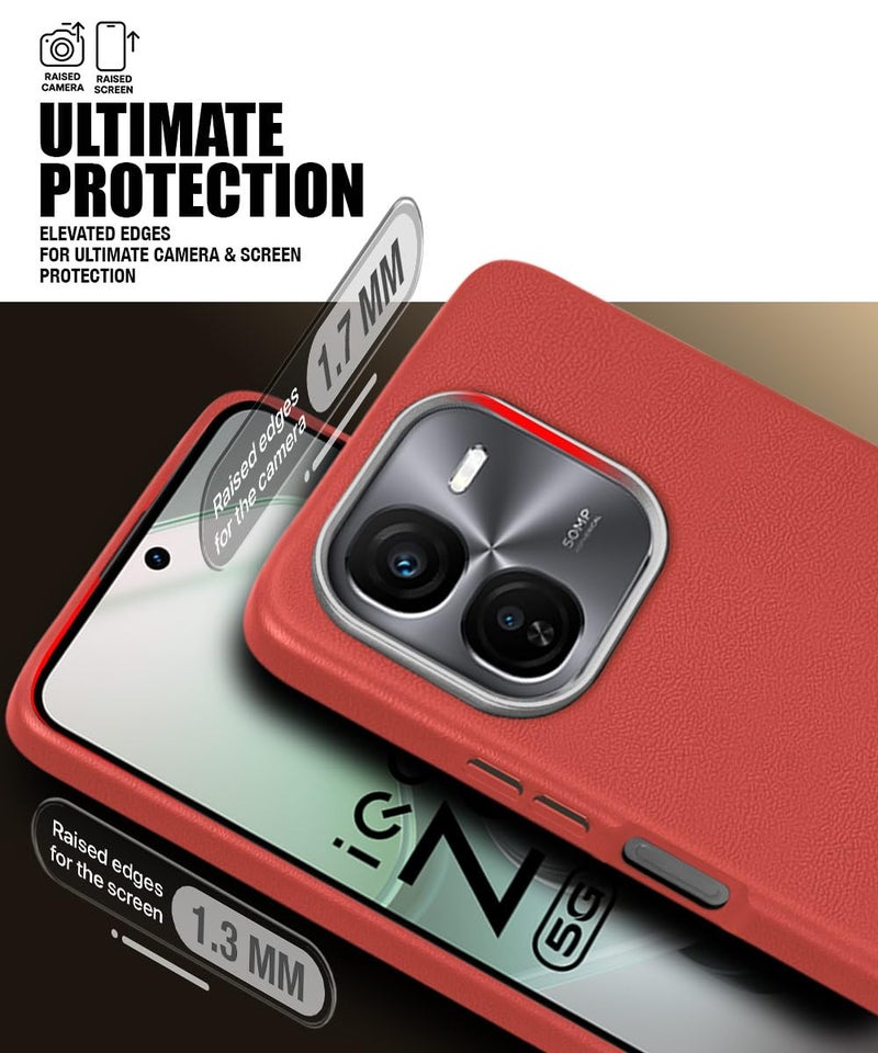 WOW IMAGINE Back Cover for iQOO Z9x 5G | Ultra Slim Flexible Non-Slip Grip | Inner Fabric | Metal Camera Ring & Lightweight Soft Silicone Mobile Case – Crimson Red - Image 5