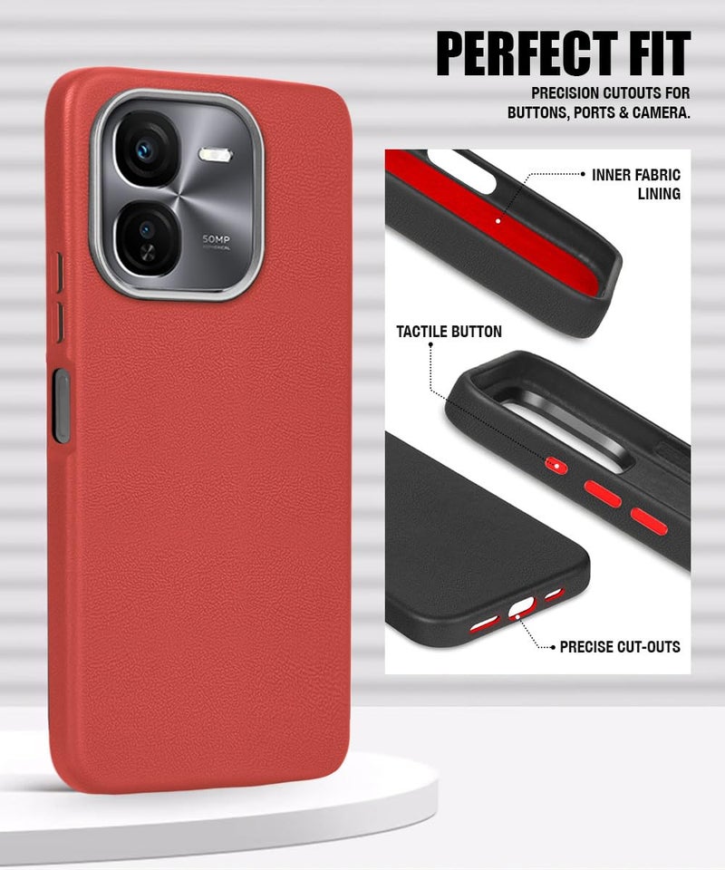 WOW IMAGINE Back Cover for iQOO Z9x 5G | Ultra Slim Flexible Non-Slip Grip | Inner Fabric | Metal Camera Ring & Lightweight Soft Silicone Mobile Case – Crimson Red - Image 3