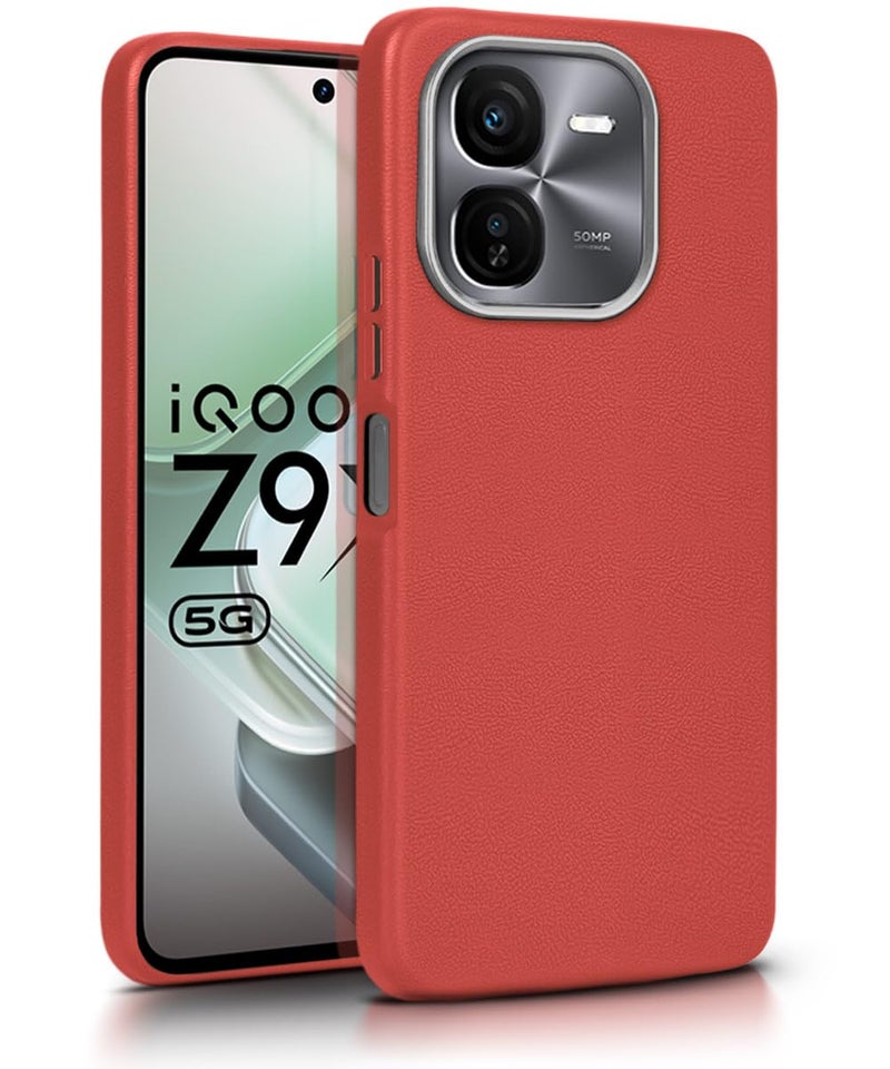 WOW IMAGINE Back Cover for iQOO Z9x 5G | Ultra Slim Flexible Non-Slip Grip | Inner Fabric | Metal Camera Ring & Lightweight Soft Silicone Mobile Case – Crimson Red - Image 1