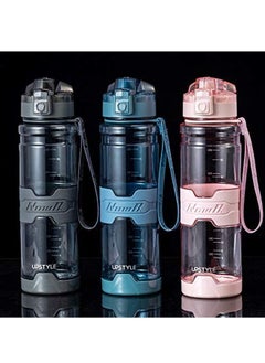 TYCOM Water Bottle 1L Drink Bottle Gym Bottle with Protein Shaker Flip Top Lid Removable Strainer Sport Bottle for Fitness Cycling Gym Camping Sports Transparent Blue.  - Image 2